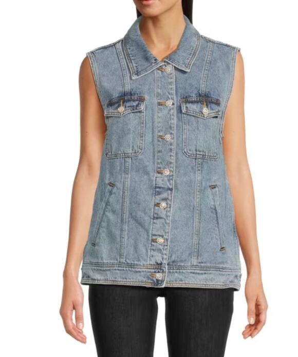 Amanda Uprichard Jackets & Blazers - NWT Amanda Uprichard Greyson rhinestone denim jean vest sz S